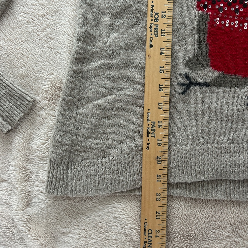 Abercrombie & Fitch Taupe Owl Christmas Holiday Sweater with Sequins, Size Small - Picture 4 of 8